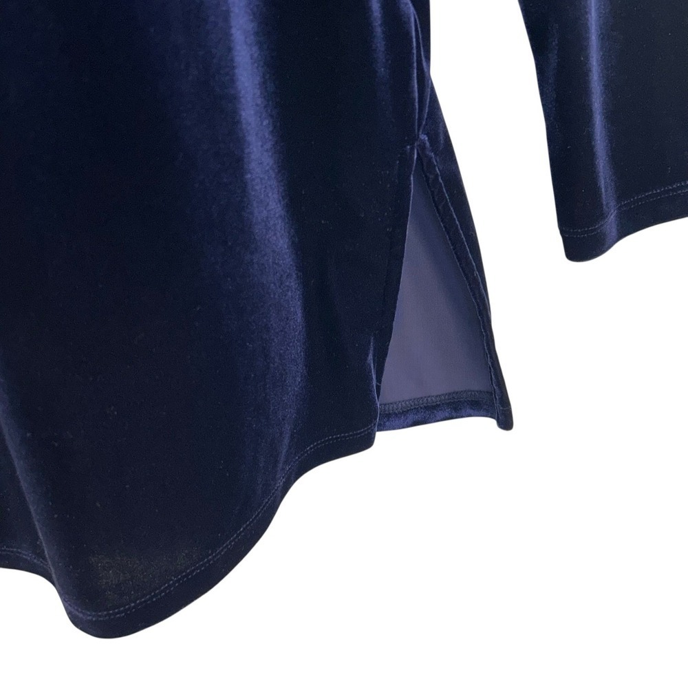 Susan Graver Womens Tunic Top Medium Velvet Cowl Neck Navy - Picture 11 of 14